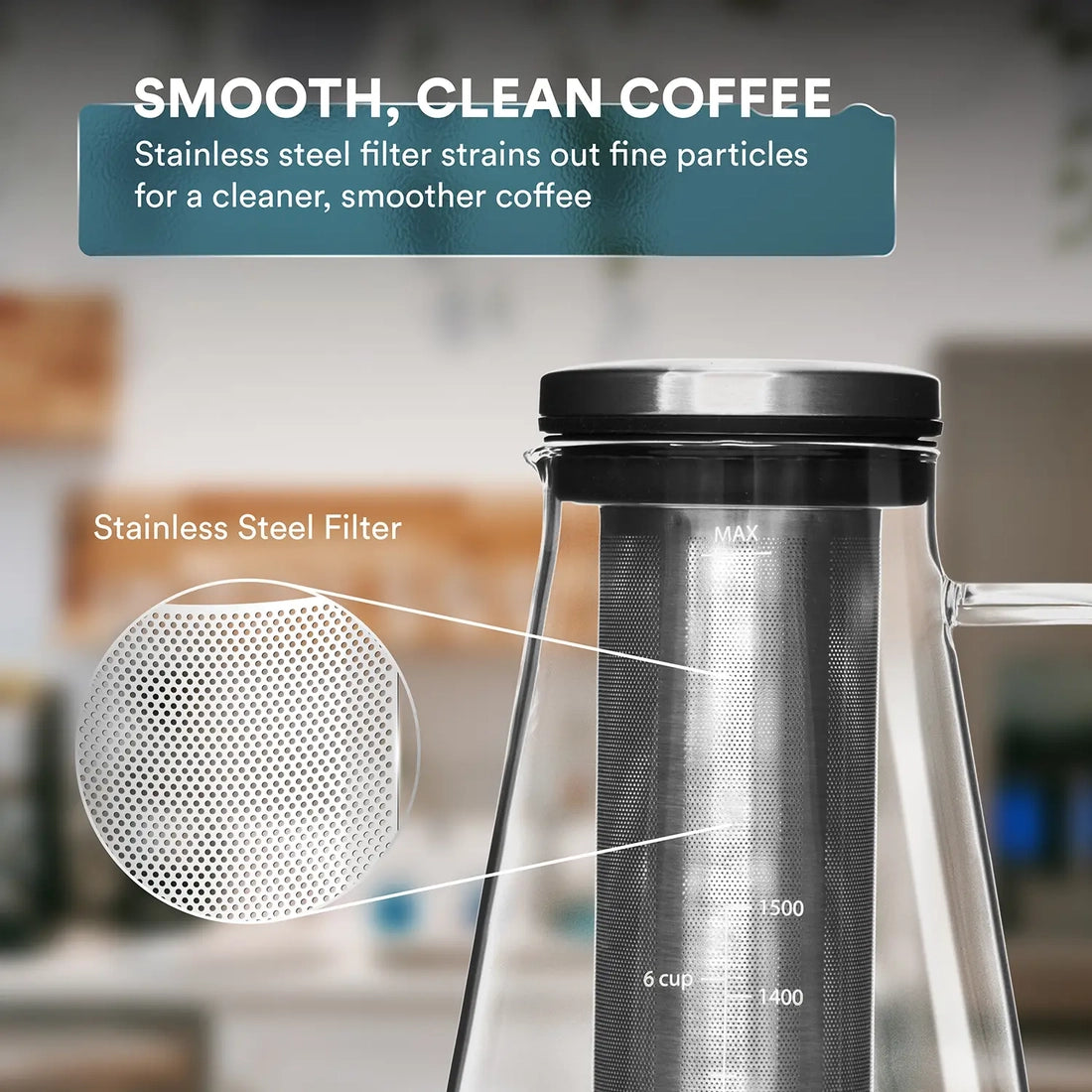 Airtight Cold Brew Iced Coffee Maker Pitcher and Tea Infuser with Spout | 1.5L