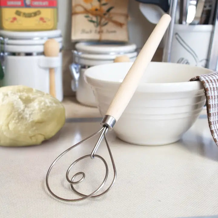 Fox Run Danish Dough Whisk, Stainless Steel and Wood, 12"