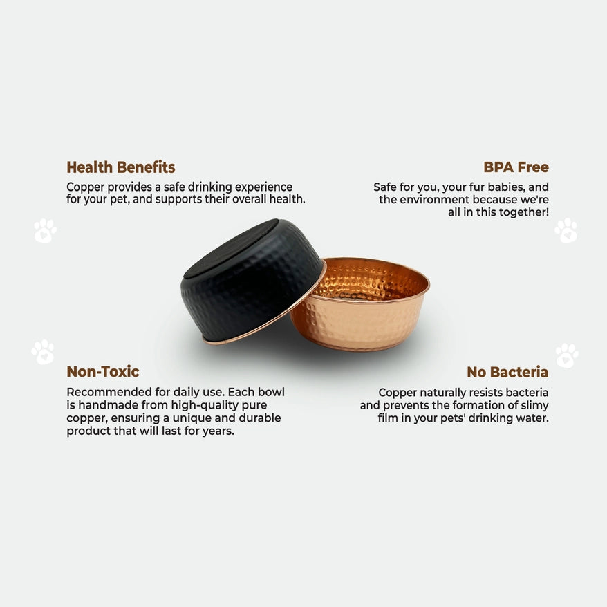 Aurora – Handcrafted, Hand Hammered Pure Copper Pet Bowls