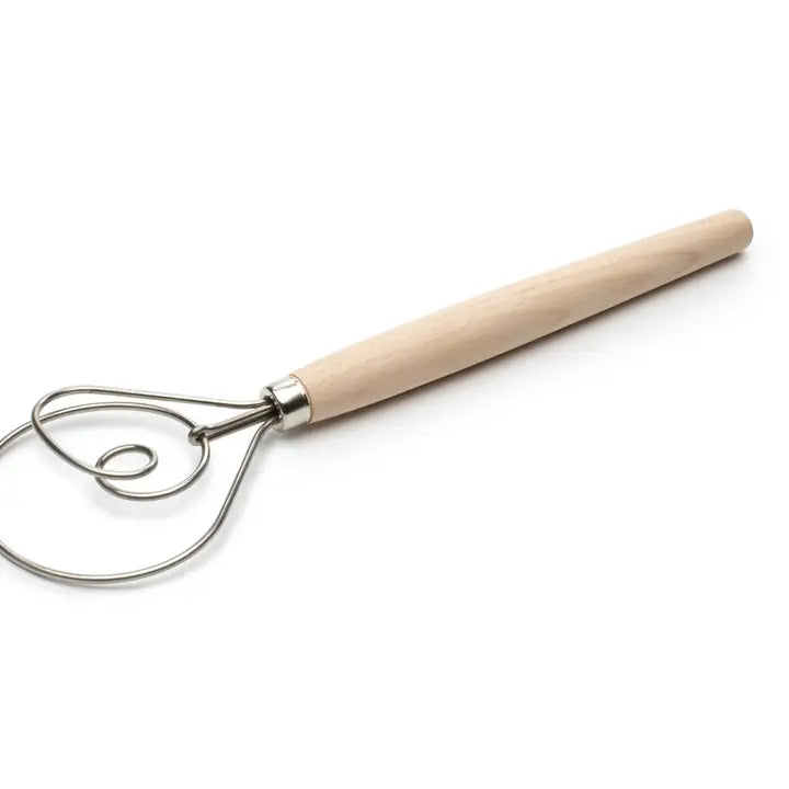 Fox Run Danish Dough Whisk, Stainless Steel and Wood, 12"